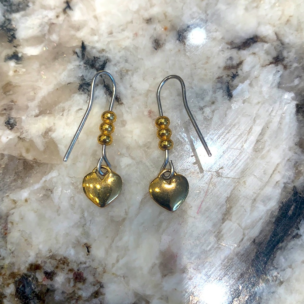 Silver and gold dainty heart earrings